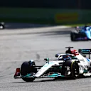 SPA, BELGIUM - AUGUST 28: George Russell of Great Britain driving the (63) Mercedes AMG Petronas F1 Team W13 on track during the F1 Grand Prix of Belgium at Circuit de Spa-Francorchamps on August 28, 2022 in Spa, Belgium. (Photo by Dan Istitene - Formula 1/Formula 1 via Getty Images)