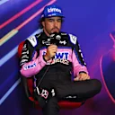 MONTREAL, QUEBEC - JUNE 18: Second placed qualifier Fernando Alonso of Spain and Alpine F1 attends the press conference after qualifying ahead of the F1 Grand Prix of Canada at Circuit Gilles Villeneuve on June 18, 2022 in Montreal, Quebec. (Photo by Lars Baron/Getty Images)