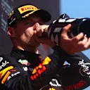 LE CASTELLET, FRANCE - JULY 24: Race winner Max Verstappen of the Netherlands and Oracle Red Bull Racing celebrates on the podium during the F1 Grand Prix of France at Circuit Paul Ricard on July 24, 2022 in Le Castellet, France. (Photo by Dan Istitene - Formula 1/Formula 1 via Getty Images)