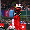 NORTHAMPTON, ENGLAND - JULY 02: Pole position qualifier Carlos Sainz of Spain and Ferrari celebrates in parc ferme during qualifying ahead of the F1 Grand Prix of Great Britain at Silverstone on July 02, 2022 in Northampton, England. (Photo by Mark Thompson/Getty Images)