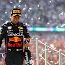 MEXICO CITY, MEXICO - OCTOBER 30: Third placed Sergio Perez of Mexico and Oracle Red Bull Racing celebrates on the podium after the F1 Grand Prix of Mexico at Autodromo Hermanos Rodriguez on October 30, 2022 in Mexico City, Mexico. (Photo by Dan Istitene - Formula 1/Formula 1 via Getty Images)