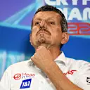 MIAMI, FLORIDA - MAY 07: Haas F1 Team Principal Guenther Steiner talks in the Team Principals Press Conference prior to final practice ahead of the F1 Grand Prix of Miami at the Miami International Autodrome on May 07, 2022 in Miami, Florida. (Photo by Clive Mason/Getty Images)
