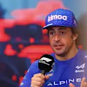 MONTE-CARLO, MONACO - MAY 27: Fernando Alonso of Spain and Alpine F1 talks in the Drivers Press Conference prior to practice ahead of the F1 Grand Prix of Monaco at Circuit de Monaco on May 27, 2022 in Monte-Carlo, Monaco. (Photo by Dan Istitene/Getty Images)