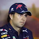 BARCELONA, SPAIN - MAY 20: Sergio Perez of Mexico and Oracle Red Bull Racing looks on in the Drivers Press Conference prior to practice ahead of the F1 Grand Prix of Spain at Circuit de Barcelona-Catalunya on May 20, 2022 in Barcelona, Spain. (Photo by Lars Baron/Getty Images)