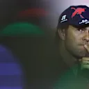 BARCELONA, SPAIN - MAY 20: Sergio Perez of Mexico and Oracle Red Bull Racing looks on in the Drivers Press Conference prior to practice ahead of the F1 Grand Prix of Spain at Circuit de Barcelona-Catalunya on May 20, 2022 in Barcelona, Spain. (Photo by Lars Baron/Getty Images)