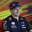 BARCELONA, SPAIN - MAY 20: Max Verstappen of the Netherlands and Oracle Red Bull Racing looks on in the Drivers Press Conference prior to practice ahead of the F1 Grand Prix of Spain at Circuit de Barcelona-Catalunya on May 20, 2022 in Barcelona, Spain. (Photo by Lars Baron/Getty Images)