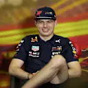 BARCELONA, SPAIN - MAY 20: Max Verstappen of the Netherlands and Oracle Red Bull Racing looks on in the Drivers Press Conference prior to practice ahead of the F1 Grand Prix of Spain at Circuit de Barcelona-Catalunya on May 20, 2022 in Barcelona, Spain. (Photo by Bryn Lennon/Getty Images)