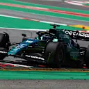 BARCELONA, SPAIN - MAY 21: Lance Stroll of Canada driving the (18) Aston Martin AMR22 Mercedes on track during practice ahead of the F1 Grand Prix of Spain at Circuit de Barcelona-Catalunya on May 21, 2022 in Barcelona, Spain. (Photo by Mark Thompson/Getty Images)