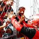 BARCELONA, SPAIN - MAY 21: Pole position qualifier Charles Leclerc of Monaco and Ferrari celebrates in parc ferme during qualifying ahead of the F1 Grand Prix of Spain at Circuit de Barcelona-Catalunya on May 21, 2022 in Barcelona, Spain. (Photo by Dan Istitene - Formula 1/Formula 1 via Getty Images)