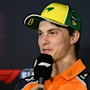 MELBOURNE, AUSTRALIA - MARCH 13: Oscar Piastri of Australia and McLaren is interviewed in the Press Conference during previews ahead of the F1 Grand Prix of Australia at Albert Park Grand Prix Circuit on March 13, 2025 in Melbourne, Australia. (Photo by Sam Bagnall/Sutton Images)