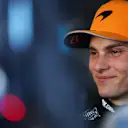 IMOLA, ITALY - MAY 17: Pole position qualifier Oscar Piastri of Australia and McLaren is interviewed during qualifying ahead of the F1 Grand Prix of Emilia-Romagna at Autodromo Internazionale Enzo e Dino Ferrari on May 17, 2025 in Imola, Italy. (Photo by Peter Fox/LAT Images)