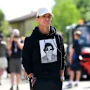  Imola 2025: Lando in a black graphic hoodie, topped off with his own Quadrant cap - casual cool meets personal branding