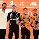 Tennis star Novak Djokovic was on hand to present the trophies to the top three in Saturday's Sprint