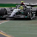 MELBOURNE, AUSTRALIA - MARCH 31: Lewis Hamilton of Great Britain driving the (44) Mercedes AMG Petronas F1 Team W14 on track during practice ahead of the F1 Grand Prix of Australia at Albert Park Grand Prix Circuit on March 31, 2023 in Melbourne, Australia. (Photo by Peter Fox/Getty Images)