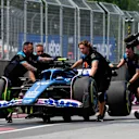 MONTREAL, QUEBEC - JUNE 16: The car of Pierre Gasly of France and Alpine F1 is recovered to the garage after stopping on track during practice ahead of the F1 Grand Prix of Canada at Circuit Gilles Villeneuve on June 16, 2023 in Montreal, Quebec. (Photo by Rudy Carezzevoli/Getty Images)