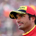 MONZA, ITALY - SEPTEMBER 02: Pole position qualifier Carlos Sainz of Spain and Ferrari celebrates in parc ferme during qualifying ahead of the F1 Grand Prix of Italy at Autodromo Nazionale Monza on September 02, 2023 in Monza, Italy. (Photo by Dan Istitene - Formula 1/Formula 1 via Getty Images)