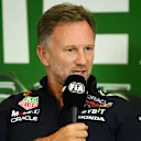 MEXICO CITY, MEXICO - OCTOBER 27: Red Bull Racing Team Principal Christian Horner attends the Team Principals Press Conference during practice ahead of the F1 Grand Prix of Mexico at Autodromo Hermanos Rodriguez on October 27, 2023 in Mexico City, Mexico. (Photo by Clive Mason/Getty Images)