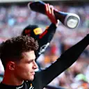 AUSTIN, TEXAS - OCTOBER 22: Third placed Lando Norris of Great Britain and McLaren celebrates on the podium during the F1 Grand Prix of United States at Circuit of The Americas on October 22, 2023 in Austin, Texas. (Photo by Dan Istitene - Formula 1/Formula 1 via Getty Images)