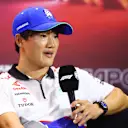 SINGAPORE, SINGAPORE - SEPTEMBER 19: Yuki Tsunoda of Japan and Visa Cash App RB attends the Drivers Press Conference during previews ahead of the F1 Grand Prix of Singapore at Marina Bay Street Circuit on September 19, 2024 in Singapore, Singapore. (Photo by Lars Baron/Getty Images)