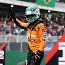 SAO PAULO, BRAZIL - NOVEMBER 01: Sprint Pole qualifier Oscar Piastri of Australia and McLaren celebrates in parc ferme during Sprint Qualifying ahead of the F1 Grand Prix of Brazil at Autodromo Jose Carlos Pace on November 01, 2024 in Sao Paulo, Brazil. (Photo by Lars Baron - Formula 1/Formula 1 via Getty Images)