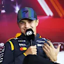 LAS VEGAS, NEVADA - NOVEMBER 20: Lando Norris of Great Britain and McLaren attends the Drivers Press Conference during previews ahead of the F1 Grand Prix of Las Vegas at Las Vegas Strip Circuit on November 20, 2024 in Las Vegas, Nevada. (Photo by Clive Rose/Getty Images)