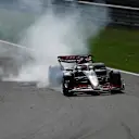 ZANDVOORT, NETHERLANDS - AUGUST 25: Kevin Magnussen of Denmark driving the (20) Haas F1 VF-24 Ferrari locks a wheel under braking during the F1 Grand Prix of Netherlands at Circuit Zandvoort on August 25, 2024 in Zandvoort, Netherlands. (Photo by Bryn Lennon - Formula 1/Formula 1 via Getty Images)