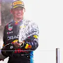 ZANDVOORT, NETHERLANDS - AUGUST 25: Max Verstappen of Oracle Red Bull Racing and The Netherlands celebrates finishing in second position during the F1 Grand Prix of Netherlands at Circuit Zandvoort on August 25, 2024 in Zandvoort, Netherlands. (Photo by Peter Fox - Formula 1/Formula 1 via Getty Images)