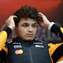 LUSAIL CITY, QATAR - NOVEMBER 30: Third placed qualifier Lando Norris of Great Britain and McLaren attends the press conference after qualifying ahead of the F1 Grand Prix of Qatar at Lusail International Circuit on November 30, 2024 in Lusail City, Qatar. (Photo by Bryn Lennon/Getty Images)