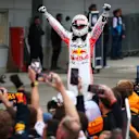 SUZUKA, JAPAN - APRIL 06: Race winner Max Verstappen of the Netherlands and Oracle Red Bull Racing celebrates in parc ferme during the F1 Grand Prix of Japan at Suzuka Circuit on April 06, 2025 in Suzuka, Japan. (Photo by Clive Rose/Getty Images)