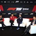 MONTREAL, QUEBEC - JUNE 13: Ayao Komatsu, Team Principal of Haas F1 Frederic Vasseur, Team Principal of Scuderia Ferrari and James Vowles, Team Principal of Williams in the Team Principals Press Conference during practice ahead of the F1 Grand Prix of Canada at Circuit Gilles-Villeneuve on June 13, 2025 in Montreal, Quebec. (Photo by Jared C. Tilton/Getty Images)