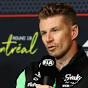 MONTREAL, QUEBEC - JUNE 12: Nico Hulkenberg of Germany and Stake F1 Team Kick Sauber speaks in the Drivers Press Conference during previews ahead of the F1 Grand Prix of Canada at Circuit Gilles-Villeneuve on June 12, 2025 in Montreal, Quebec. (Photo by Clive Rose/Getty Images)