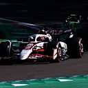 IMOLA, ITALY - MAY 16: Esteban Ocon of France driving the (31) Haas F1 VF-25 Ferrari leads Gabriel Bortoleto of Brazil driving the (5) Kick Sauber C45 Ferrari on track during practice ahead of the F1 Grand Prix of Emilia-Romagna at Autodromo Internazionale Enzo e Dino Ferrari on May 16, 2025 in Imola, Italy. (Photo by Ryan Pierse/Getty Images)