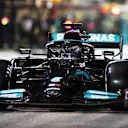 The front wing of Mercedes' W12 has a curve or contour to it, unlike Alfa's C41