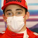 Pole man Charles Leclerc, Ferrari, in the post Qualifying Press Conference
