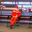 Max Verstappen, Red Bull Racing, pole man Charles Leclerc, Ferrari, and Valtteri Bottas, Mercedes, in the post Qualifying Press Conference