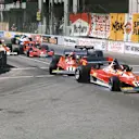 Carlos Reutemann locks up and goes straight on at the first corner as Ferrari team mate Niki Lauda takes avoiding action. United States Grand Prix West, Rd 4, Long Beach, USA, 3 April 1977. © LAT Photographic
