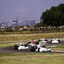 Carlos Reutemann (Brabham BT44), who finished third, leads the race from team mate Carlos Pace who retired on lap 47 with a blown engine. Argentinean Grand Prix, Buenos Aires, 12 January 1975 © Sutton Images. No reproduction without permission