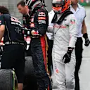 Kevin Magnussen (DEN) McLaren and Daniil Kyvat (RUS) Scuderia Toro Rosso in parc ferme. Formula One World Championship, Rd1, Australian Grand Prix, Qualifying, Albert Park, Melbourne, Australia, Saturday, 15 March 2014