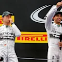 Podium and results: 1st Lewis Hamilton (GBR) Mercedes AMG F1, right. 2nd Nico Rosberg (GER) Mercedes AMG F1, left. Formula One World Championship, Rd5, Spanish Grand Prix, Race, Barcelona, Spain, Sunday, 11 May 2014