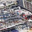 The paddock is assembled adjacent to the harbour. © LAT Photographic
