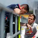 Guillaume Rocquelin (FRA) Red Bull Racing Race Engineer and Sebastian Vettel (GER) Red Bull Racing. Formula One Testing, Day Two, Barcelona, Spain, Wednesday, 14 May 2014