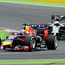 Daniel Ricciardo (AUS) Red Bull Racing RB10 leads Jenson Button (GBR) McLaren MP4-29. Formula One World Championship, Rd5, Spanish Grand Prix, Race, Barcelona, Spain, Sunday, 11 May 2014