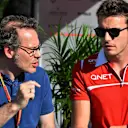 Jacques Villeneuve (CDN) and Jules Bianchi (FRA) Marussia F1 Team. Formula One World Championship, Rd7, Canadian Grand Prix, Practice, Montreal, Canada, Friday, 6 June 2014