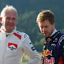 Dr Helmut Marko (AUT) Red Bull Motorsport Consultant and Sebastian Vettel (GER) Red Bull Racing. Formula One World Championship, Rd8, Austrian Grand Prix, Qualifying, Spielberg, Austria, Saturday, 21 June 2014