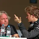 Nico Rosberg (GER) Mercedes AMG F1 with his Father Keke Rosberg (FIN). Formula One Testing, Day One, Bahrain International Circuit, Sakhir, Bahrain, Wednesday, 19 February 2014