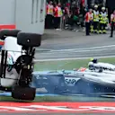 Felipe Massa (BRA) Williams FW36 crashed and rolled after colliding with Kevin Magnussen (DEN) McLaren MP4-29 at the start of the race. Formula One World Championship, Rd10, German Grand Prix, Race Day, Hockenheim, Germany, Sunday, 20 July 2014 © Sutton Images. No reproduction without permission