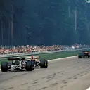 Second Placed Jacky Ickx (BEL) Ferrari 312B leads race winner Jochen Rindt (AUT) Lotus 72C, with race retirees Clay Regazzoni (SUI) Ferrari 312B and Chris Amon (NZL) March 701 following. German Grand Prix, Hockenheim, 2 August 1970. © Sutton Images. No reproduction without permission