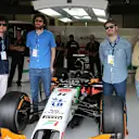 Kaiser Chiefs in the Force India garage. Formula One World Championship, Rd9, British Grand Prix, Preparations, Silverstone, England, Thursday, 3 July 2014 © Sutton Images. No reproduction without permission