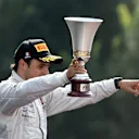 Felipe Massa (BRA) Williams celebrates on the podium with the trophy. Formula One World Championship, Rd13, Italian Grand Prix, Monza, Italy, Race Day, Sunday, 7 September 2014 © Sutton Images. No reproduction without permission