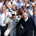 Third placed Felipe Massa (BRA) Williams Martini Racing celebrates with Sir Frank Williams (GBR) Williams Team Owner and the team. Formula One World Championship, Rd13, Italian Grand Prix, Monza, Italy, Race Day, Sunday, 7 September 2014 © Sutton Images. No reproduction without permission